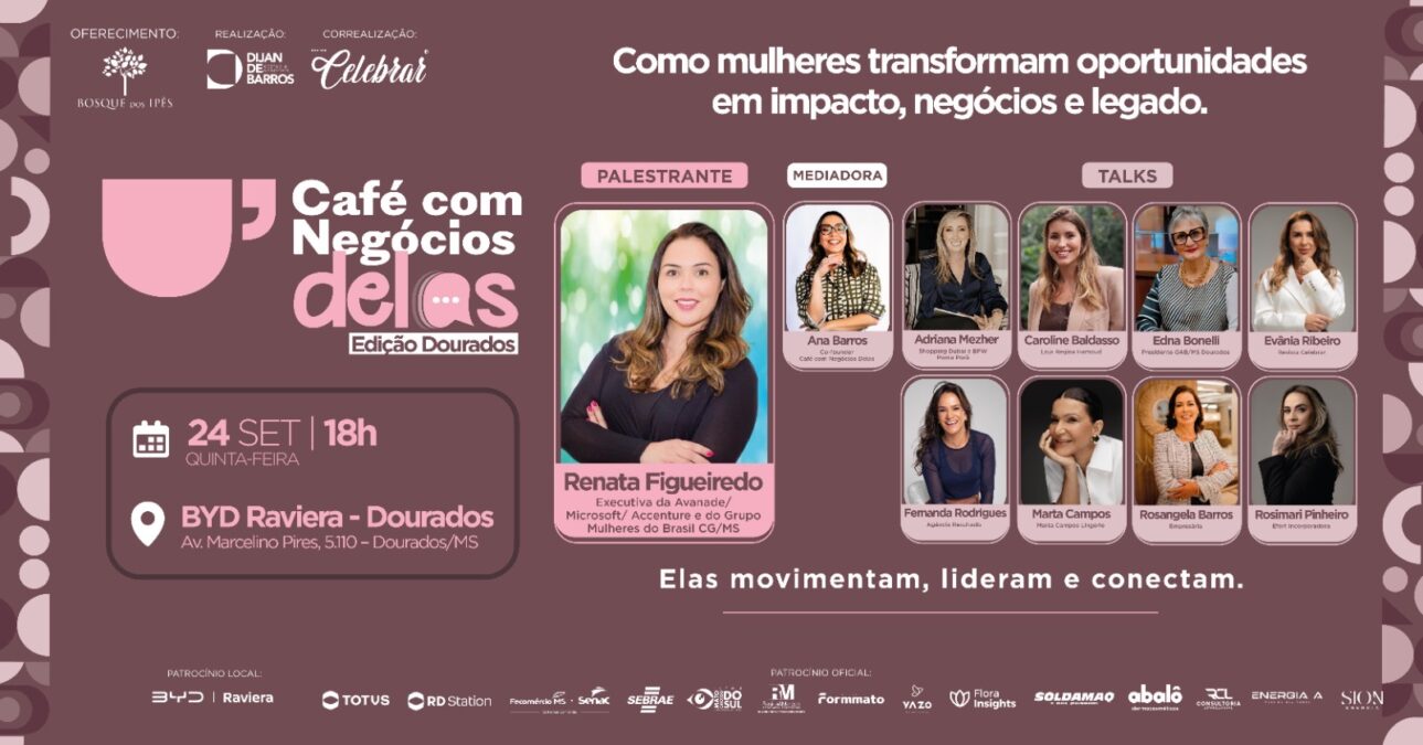 Café com Negócios lança edição Delas com executivas e empresárias para discutir liderança e protagonismo feminino em Dourados/MS 2