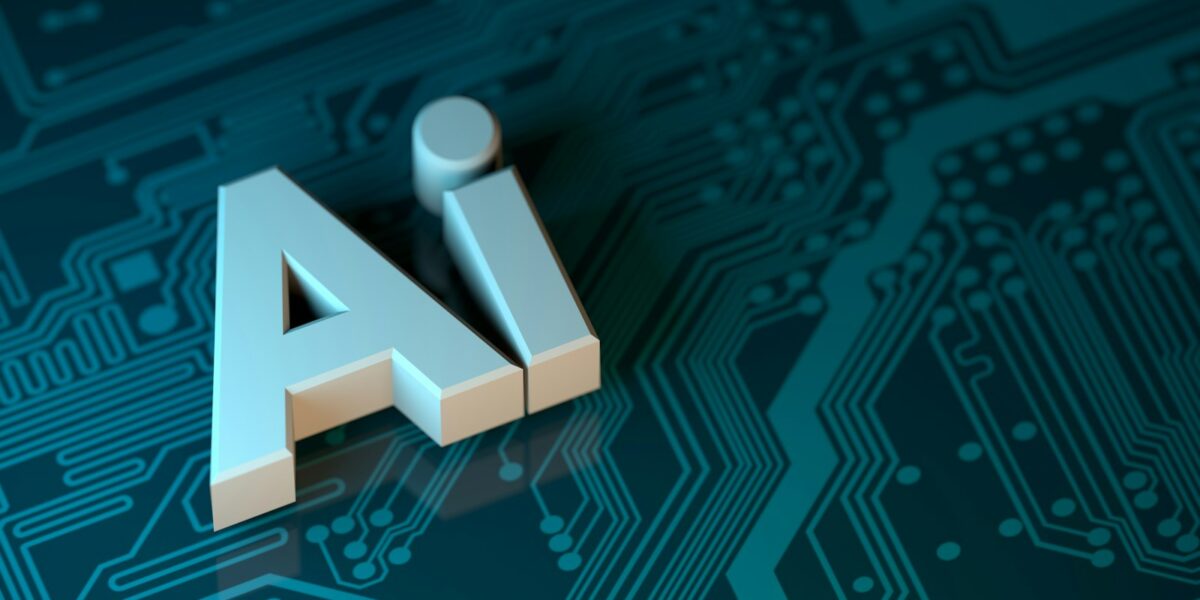 MS terá primeiro fórum sobre uso seguro de inteligência artificial em novembro 1 Letras AI em blocos 3D sobre uma placa de circuito azul-escuro